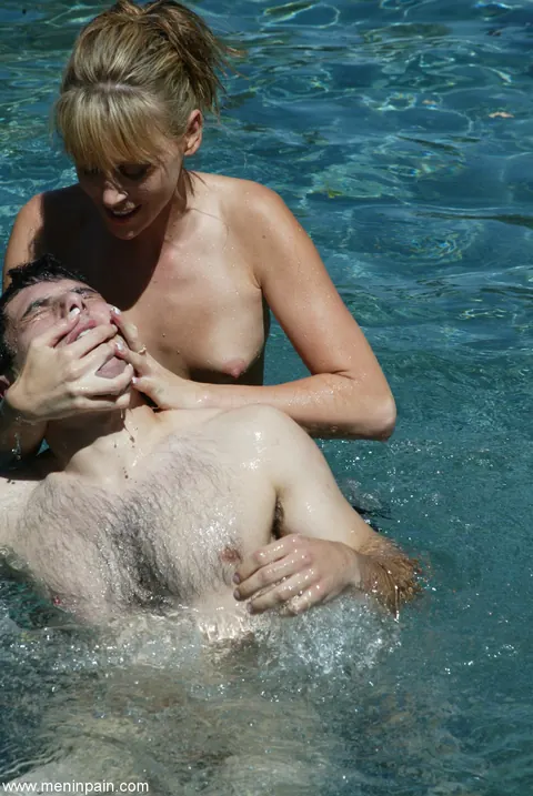 Audrey Leigh: Blonde MILF Dominates Partner with a Strap-On by the Pool – photo 3 of 20
