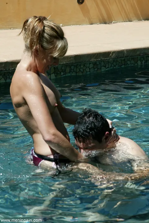 Audrey Leigh: Blonde MILF Dominates Partner with a Strap-On by the Pool – photo 6 of 20