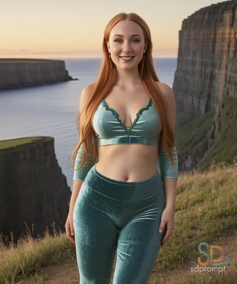 AI-Generated Redhead with Big Tits Poses Outdoors Clothed – photo 10 of 12