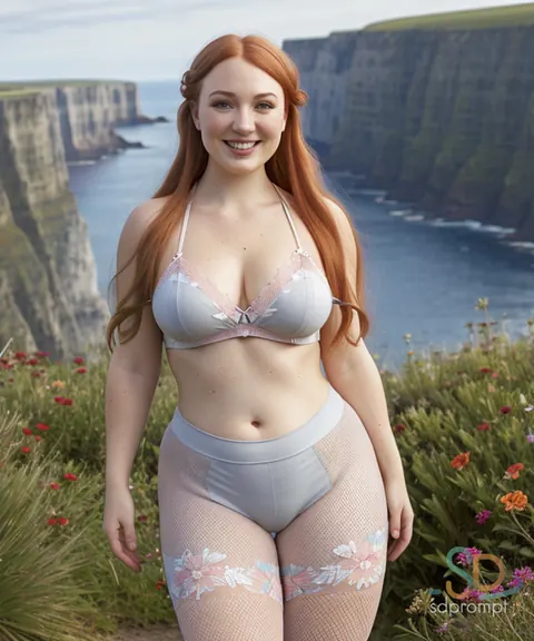 AI-Generated Redhead with Big Tits Poses Outdoors Clothed – photo 6 of 12