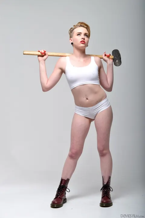 Miley May: Short-Haired Blonde in Panties Uses a Dildo on Herself – photo 9 of 15