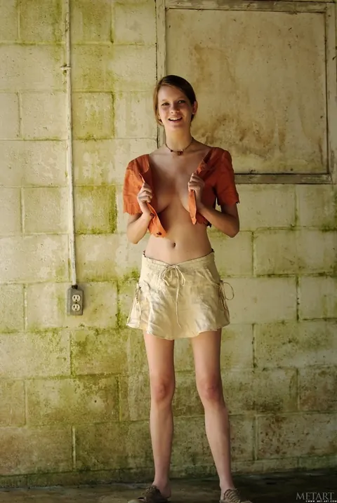 Mandi Collins: Slim Redhead with Big Tits Strips Out of Her Skirt and Spreads – photo 6 of 21