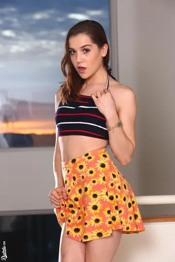 Kasey Warner – Brunette with Small Natural Tits Strips and Poses Nude Front and Back