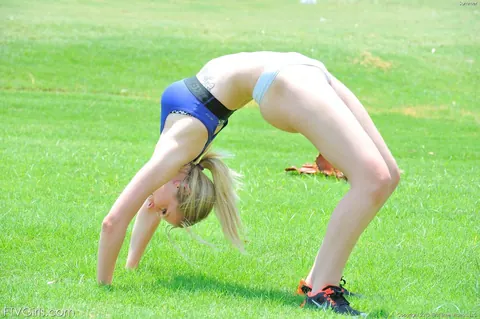 Summer Carter: Thick Blonde in Pigtails Pulls Down Her Shorts and Thong Outdoors – photo 8 of 16