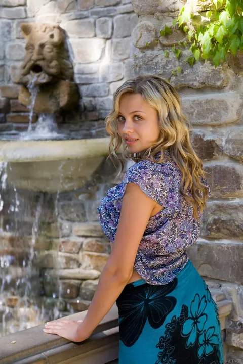 Luciana A: Curly Blonde in High Heels Spreads Her Hairy Pussy on the Terrace – photo 18 of 20