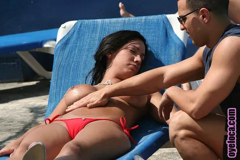 Giselle Vega: Busty Latina MILF in a Bikini Spreads Her Pussy Poolside – photo 7 of 16