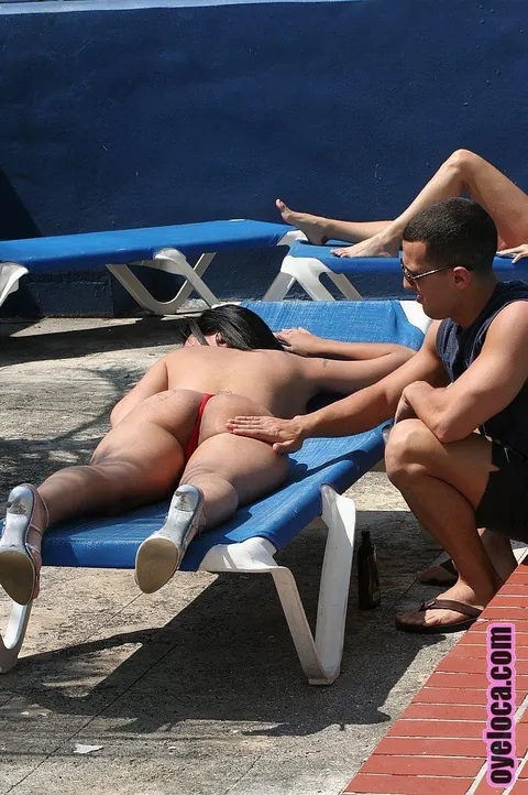 Giselle Vega: Busty Latina MILF in a Bikini Spreads Her Pussy Poolside – photo 12 of 16