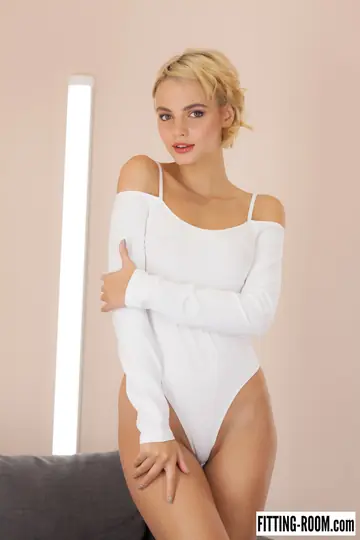 Tall European Blonde Strips Out of Her Bikini and Bodysuit to Masturbate
