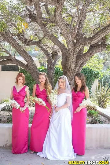 Malena Morgan – Lesbian Bridesmaids in Stockings Kiss, Finger, and Lick Pussy Outdoors