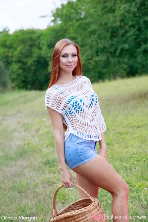 Redhead Undresses and Masturbates with a Dildo on a Forest Blanket – photo 1 of 15