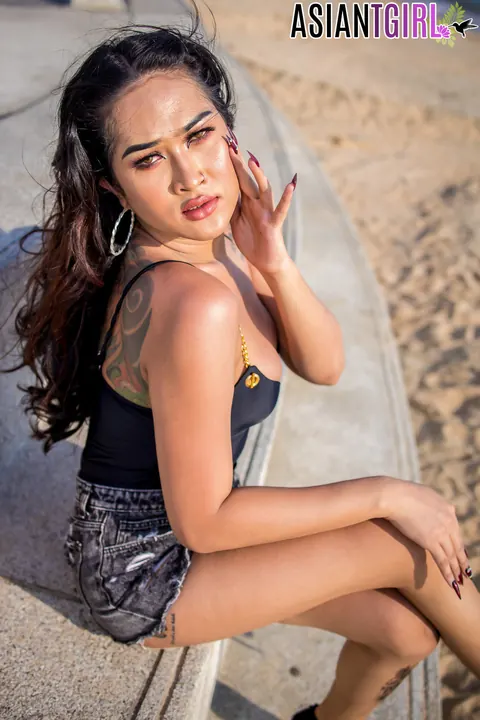Asian Trans Woman Adjusts Lingerie and Reveals Cock – photo 1 of 16