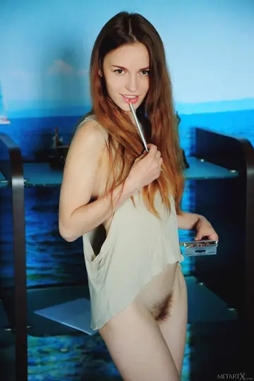 Slim Ukrainian Brunette Spreads Her Pussy Wide