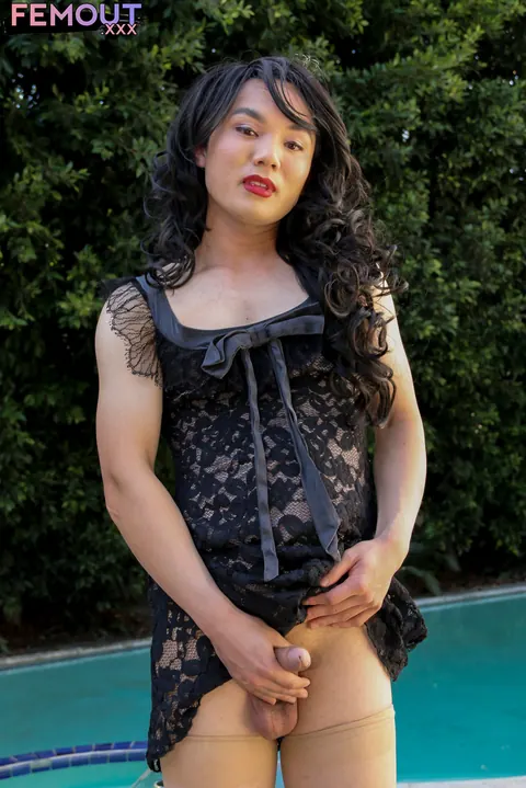 Asian Trans Woman Undresses and Poses Nude Outdoors – photo 7 of 16