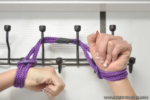 Woman in Panties Spreads Her Legs While Ball-Gagged and Bound – photo 11 of 12