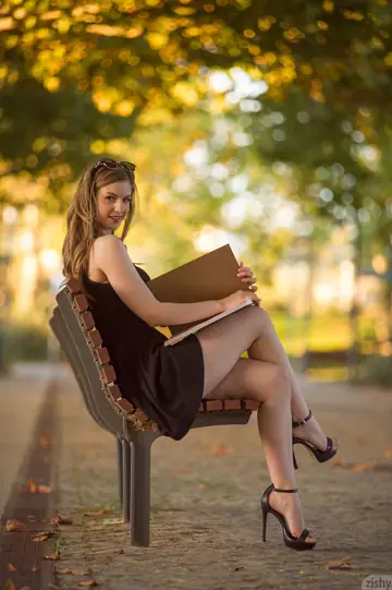 Stella Cox – Brunette Bares Her Big Natural Tits Outdoors in Heels and Skirt