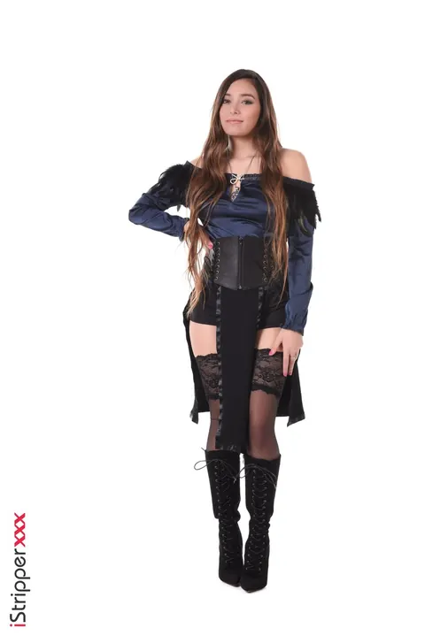 Busty Babe in Boots Strips and Uses a Dildo – photo 1 of 15