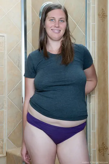 BBW with Big Tits Showers and Spreads Her Hairy Pussy