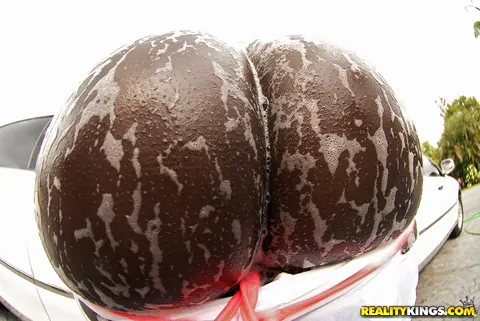 Ebony BBW in a Bikini Rubs Foam on Her Big Ass – photo 16 of 16