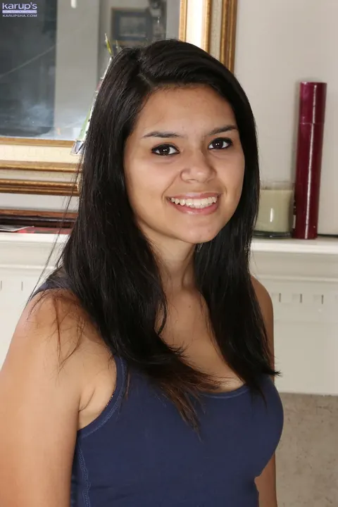 Selena Garcia: Latina Brunette Strips and Shows Her Shaved Pussy – photo 2 of 21