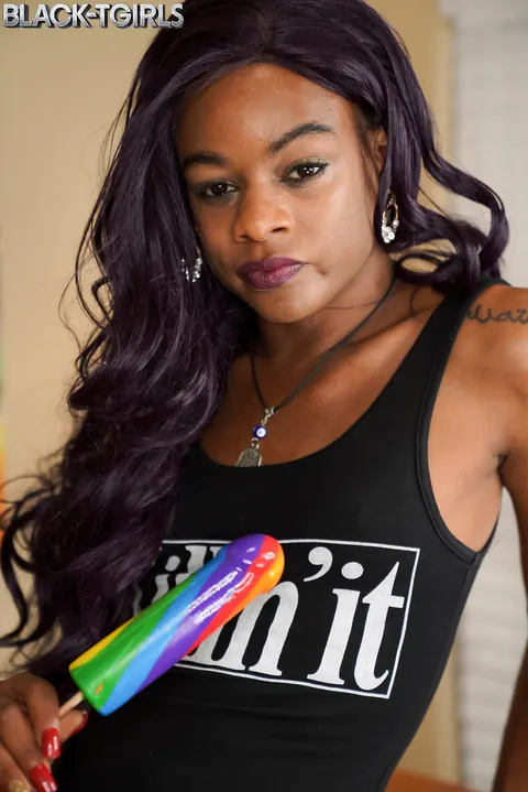 Thick Ebony Trans Woman Strips Nude and Shows Big Cock – photo 4 of 16