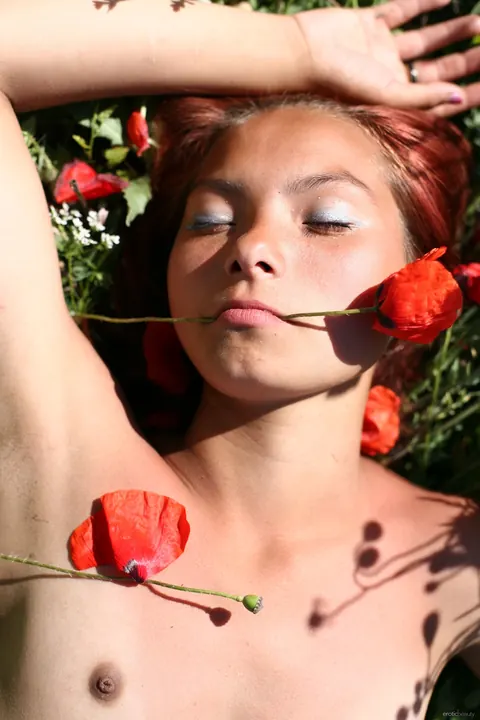 Nastia A: Asian Redhead with Short Hair Shows Her Hairy Pussy Outdoors – photo 7 of 21