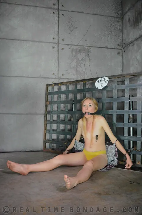 Paintoy Emma: Skinny Mature Brunette in Shorts Bound in BDSM Threesome – photo 6 of 16