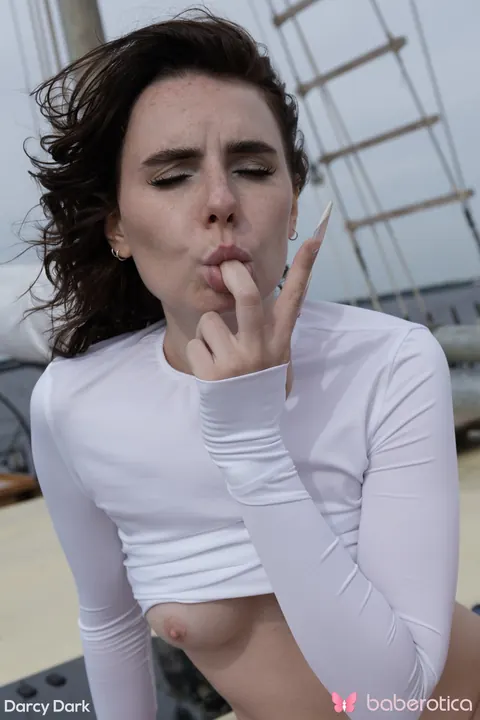 Darcy Dark: Skinny Brunette Fingers Her Pussy and Spreads Her Lips Wide – photo 16 of 21