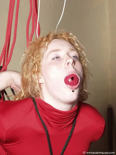 Pale Curly Redhead Gets Bound in Rope Bondage – photo 10 of 12