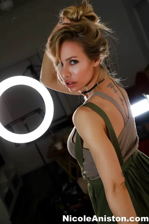Nicole Aniston: Blonde MILF Reveals Her Big Tits on the Bed in Stockings – photo 3 of 12