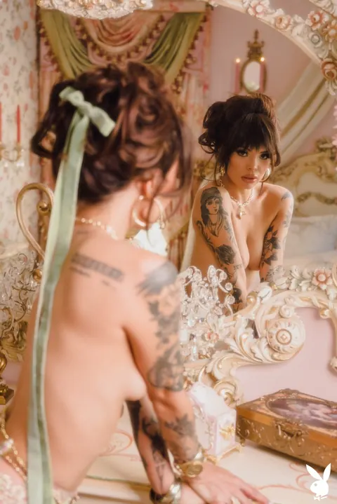 Emma Jade: Tattooed Brunette in Glasses Strips and Poses Nude – photo 11 of 21