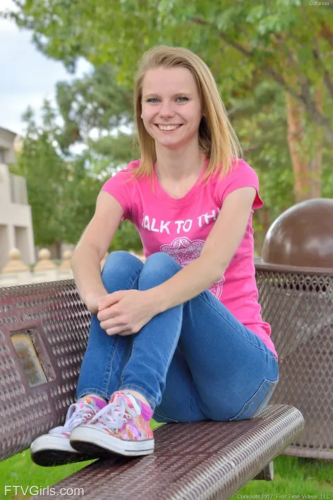 Catarina Petrov: Slim Blonde in Socks Spreads Her Pussy Outdoors – photo 2 of 20