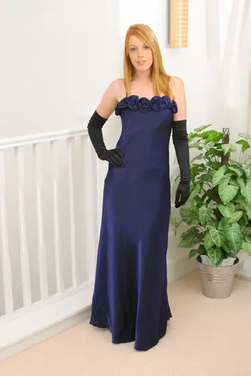 Blonde with Big Enhanced Tits Strips Out of Her Dress and Stockings