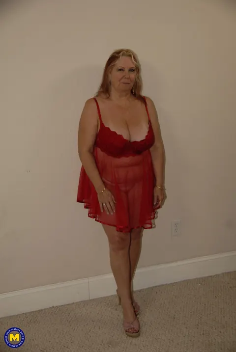 Mature BBW in a Red Dress Fucks a Black Man – photo 1 of 21