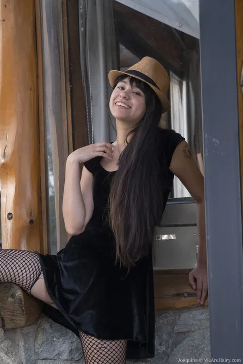 Asian Brunette Sheds Ripped Fishnet Outdoors and Spreads – photo 2 of 20
