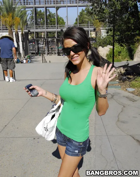 Sativa Rose: Petite Latina MILF in Glasses Gives a Blowjob Outdoors – photo 6 of 12