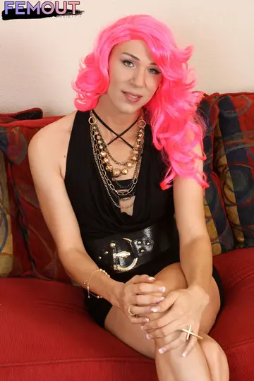 Trans Woman with Small Tits Strips Nude and Bares Her Cock