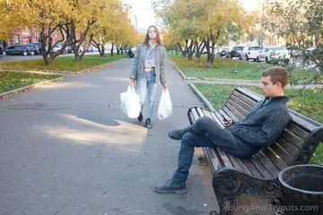 Brunette with Natural Tits Takes Anal and Cum on Her Ass in Public