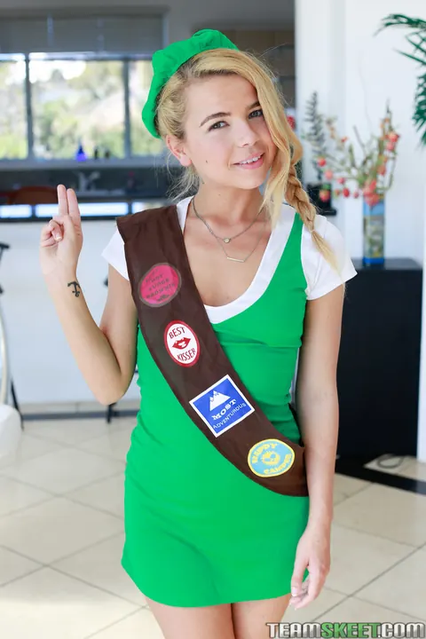 Alina West: Blonde in Stockings and Uniform Rides Him Cowgirl Style – photo 2 of 17
