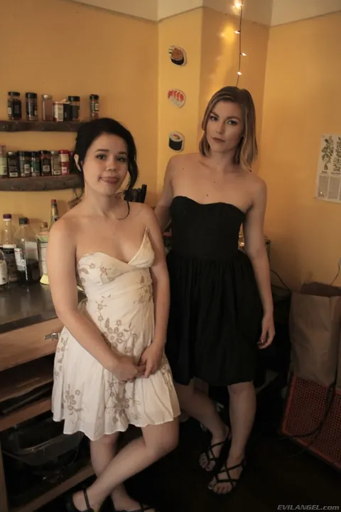 Ella Nova & Yhivi: Blonde and Brunette in Skirts Eat Pussy – photo 3 of 21
