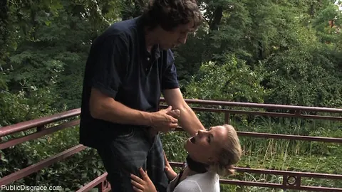 Steffanie van Eckten: Tall German Blonde Spreads Her Pussy in Public Bondage – photo 7 of 20