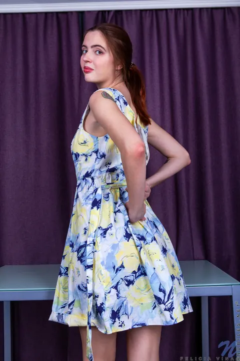 Felicia Vina: Petite Brunette in a Dress and Heels Shows Off Her Shaved Pussy – photo 7 of 21