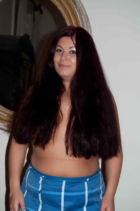 CORA KITTY: European Brunette in Fishnets Masturbates with a Dildo – photo 2 of 17