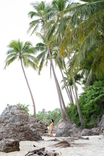 Busty Thai Brunette Unveils Hairy Pussy on the Beach