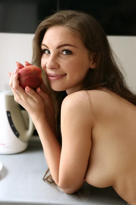 Slim Brunette Strips and Poses Nude in the Kitchen – photo 3 of 14