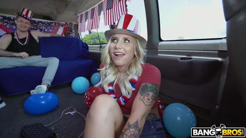 Stella Rae: Blonde with Small Tits and Tattoos Rides Cowgirl in a Van Outdoors – photo 7 of 21