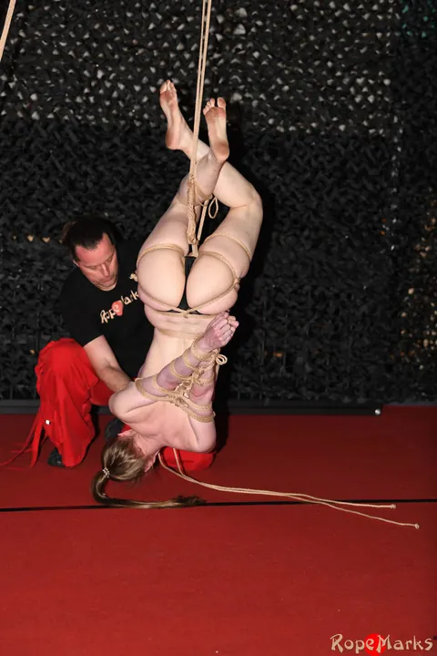 Tall Thick MILF Suspended Upside Down in Rope Bondage – photo 11 of 16