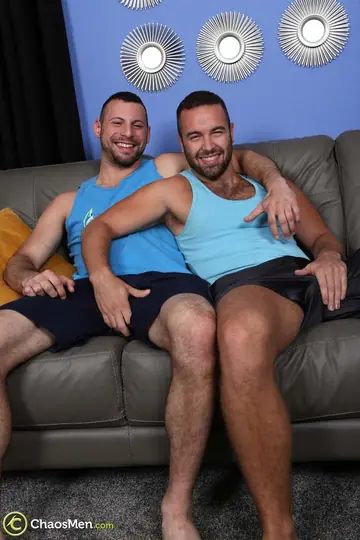 Two Hairy Brunette Men Suck and Rim in 69
