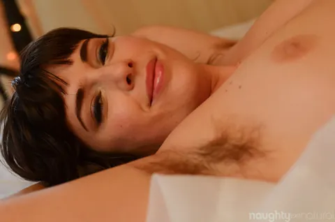 Simone Delilah: Petite Brunette Strips Off Her Lingerie and Spreads Her Hairy Pussy – photo 20 of 21