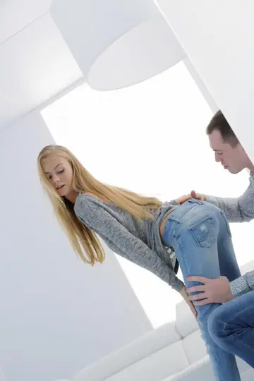 Slim European Blonde Rides Her Partner Cowgirl Style