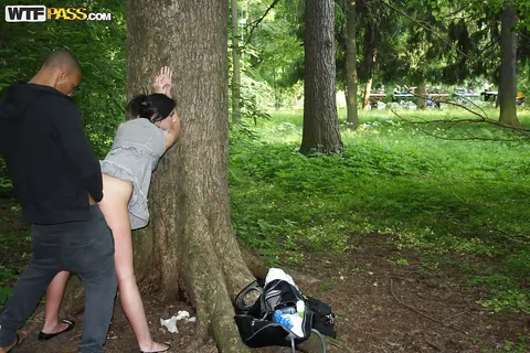 Brunette Takes Two Men Outdoors in Interracial Threesome – photo 3 of 16